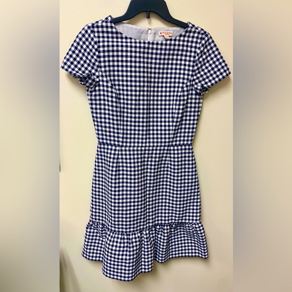 Brooks Brothers Navy and White Gingham Midi Dress